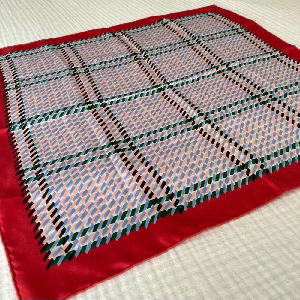 Dior Silk Scarf Geometric Print Red - 21”
